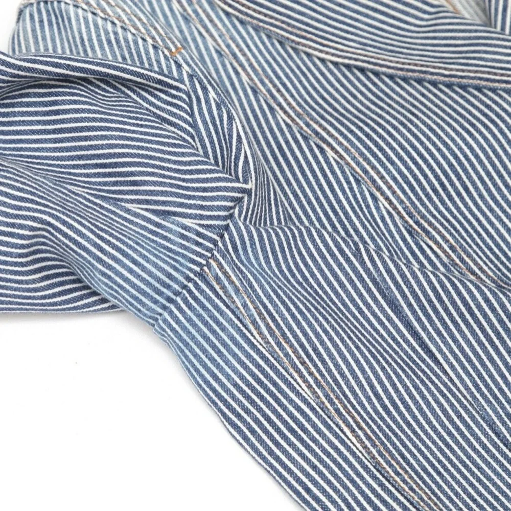DIOR Blazer Coat Denim BAR JACKET Striped Blue White Cotton US 14 F 46 $4300